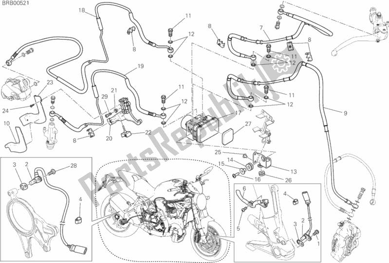 Todas as partes de Sistema De Freio Antitravamento (abs) do Ducati Monster 1200 R USA 2017